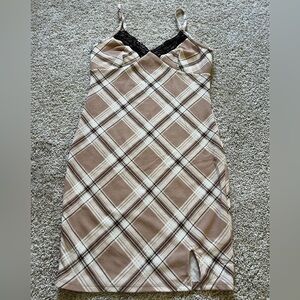 No Boundaries Women’s Plaid Mini Dress Size Small Adjustable Straps Lace Y2K